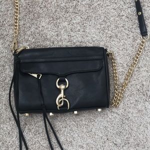 Rebecca mink off Mini Mac bag Black leather